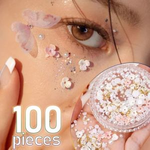 Tattoos Schmetterlingsblume Gesicht Make -up Dekorative Patch Eye Makil Diamond Pearl Adhäsive Strass -Glitzer -Glitzer -Pailletten DIY Nail Art Dekoration