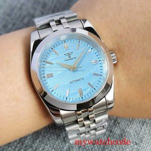 Armbandsur Tandorio Polish Border 36mm 39mm Mechanical Mens Sand Dune Dial S NH35 PT5000 904L Silver Handvattentät 10atm utan datum Q240426