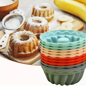 Kalıplar 4pcs Silikon Muffin Cup Kek Kalıp Yapımı Bisküvi Çikolatalı Kalıp Kek Puding Jelly Kalıp DIY Yeniden Kullanılabilir Pişirme Aksesuarları