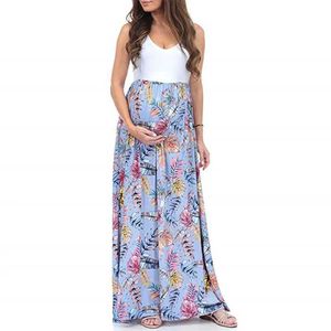 Maternity Dresses Womens pregnant woman breast enhancement dress floral summer O-neck solid short sleeved Q240427