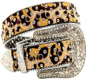 Ladies Multi Color Rhinestone Belt Cowgirl med Pinnes Belt Leopard Style Western Belt för Women2697856