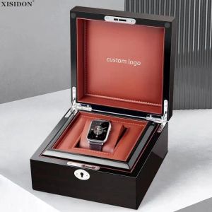 Cases Free Customized Logo on Inside of Flip Watch Box Display Case Luxury Gift High Grade Wood Baking Varnish Display Box Shadowboxes