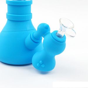 Röktillbehör Tobaksrör Bägare Basvattenrör 3 Filtrering Glas Filter Bowl Silikon Bongs Oil Dab Rig för rökning DHL -disponibla