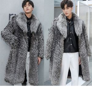 Mens Fur Faux Autumn Winter Men Fur Coat Long STOR STORGE JACKA VARM CASIAL Windbreaker 2201006241o