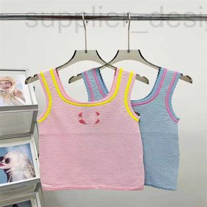 Camisoles Tanks Designer 24 년 봄/여름 새로운 달콤한 기질 슬리밍 다목적 레이스 칼라 대조 3 차원 레터 니트 조끼 7sur