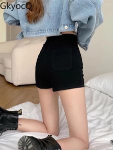 Shorts femininos mulheres pretas jeans skinny feminino 2024 primavera e outono doce picante de cintura alta spice menina americana calça curta americana