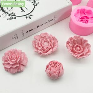 Formy 3D Rose Flower Forms DIY Giper Praca gliniana dziewica miękka silikonowa kremówka ciasto pleśń