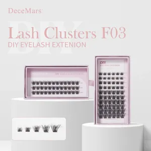 Cílios falsos Decemars F03 Clusters Extensões de 8 a 16 mix cílios individuais cluster DIY DIYHASH