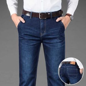 Men's Jeans Classic new jeans for business men straight fit stretch work clothes fashionable and luxurious mens clothing brand denim Trousers Q240427