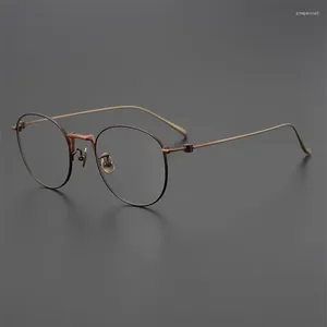 Óculos de sol quadros Ultralight Pure Titanium Business Myopia Glasses Retro redonda óculos de prescrição óptica REDORES MOME