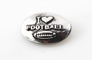 10pcslot Antique Silver I Love Football Snap -knapp för 18mm kvinnor Snap Armband Ginger Snaps smycken pendantnecklace7620689