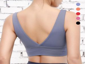 Spor Sütyen Topla Shockproof Deep V Back Yoga Sütyenli Kadınlar Yoga Tayt Pantolonları için Fitness Yastıklı Tank Tops Maçı