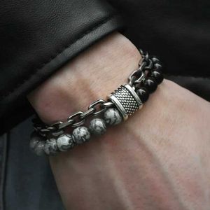 Beaded New 2020 Mens Tiger Eye Stone Bead Armband Rostfritt stål Gun Metal Chain Yoga Smycken Direkt frakt