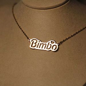 Tatuering Överför hjärnlös Bimbo tillfällig tatuering. Bimbo Titanium Steel Necklace- Fake Vuxen Tidig tatuering och Hotwife-halsband 240427