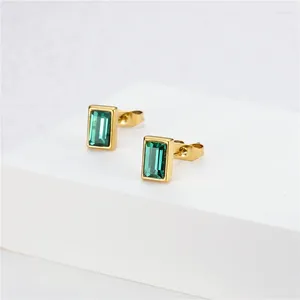 Stud Earrings Korean Style Fashion Rectangular Crystal Mini Temperament Women's Stainless Steel Jewelry