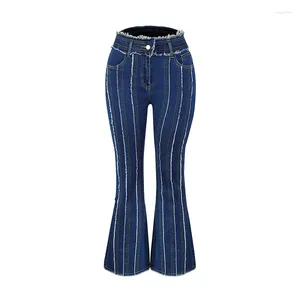 Jeans femminile 2024 Stretch Vintage Fashion High Waist Fire Women Slim Bell Bottom Streetwear Wash Denim