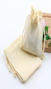 50pcs beżowy tkanina lniana torby sznurkowe cukierki biżuterii Podarunki Porozowe Burlap Prezent Jute Torby 7991210x14cm 13x18cm 15x20c1914391