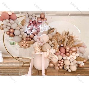 Decorazione di fidanzamento del matrimonio boho raddoppiato rosa boho cromata palloncini in oro rosa nuda ghirlaland ballone arch decorazioni di compleanno globale 22068336699