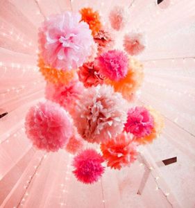 Whole 4pc 10 inch25cm Decorative Tissue Paper Pom Poms Flower Ball Wedding Decoration Party Birthday Baby Shower Birthday3141619