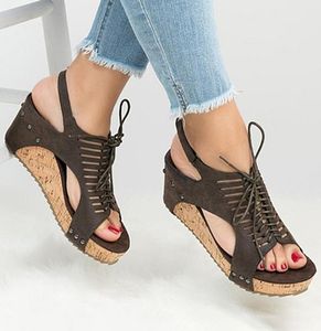 Lace Up Women Sandals Platform Sandals Wedges Shoes For Women Heels Sandalias Mujer Summer Shoes PU Leather Wedge Heel4642057