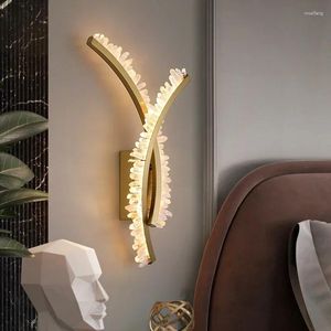 Wall Lamp LUXTIME Post-modern Light Luxury And Simple Natural Crystal Stone Bedroom Bed Decoration Living Room Corridor