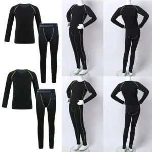 Tillbehör barn pojkar flickor sportkläder komprimering termisk långärmad skjorta topp leggings tights barn atletisk träning sport set