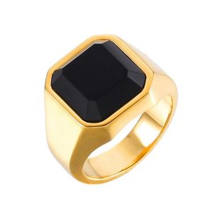 Lujoyce Edelstahl Obsidian Naturstein Hochzeitsquadrat Ringe Rock Ring für Männer Frauen Schmuck Geschenk Drop1092231