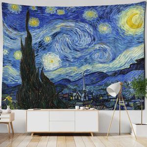 Tapisserier Modern konstoljemålning Tapestry vägg hängande bohemisk hippie tapiz konst psykedelisk mysterium enkel rumsdekor