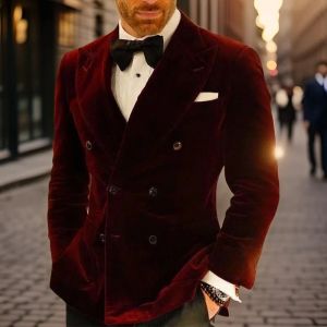 Giacche giacche da fumo in velluto con blazer da uomo singolo da 1 pezzi a doppio petto per il costume di moda maschile personalizzata.