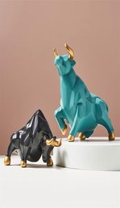 Abstract Geometric Bull Staty Harts Sculpture Animal Figures Nordic Home Decoration Cattle Ornament Office Desktop Decor 2201211407199