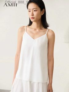 Frauen Tanks Camis amii Minimalismus 2023 Sommerweste Neue vielseitige V -Hals -Strick -Camisole für Frauen lose Büro Fe Casual Tops 12342141 D240427