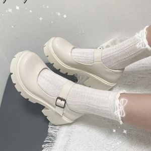 White Mary Jane Lolita Shoes Japanese Students JK Female High Heel Uniform College Girl Shoes Platform Shoe Ladies Vintage Pumps 240423
