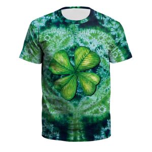 Family Matching Outfits St. Patrick's Day clothing European and American tie-dye digital printed T-shirt Irish festival short sleeve