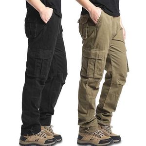 Men's Pants Oversized mens casual sports pants elastic waist tactical cargo pants mens hiking pants jogger cotton TrousersL2404