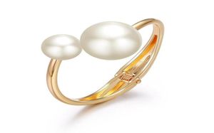Guldfärgarmband för kvinnor vackra smycken med dissymmetri pärla damer mode armbanden armband4671633