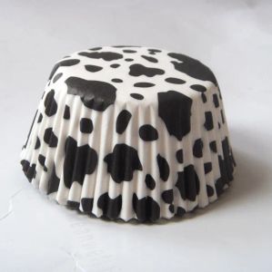 Stampi da 100 pezzi di mucca bianca/zebra/leopardo stampa animale a strisce mimetica griglia gingram fodera per cupcake cottura da forno tazza di torta