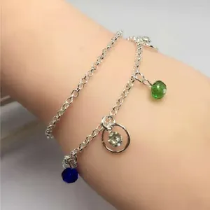 Link bransoletki japońskie i koreański styl podwójny łańcuch kreatywny kolorowe kryształowe koraliki urok moda marka srebrna kolor biżuterii