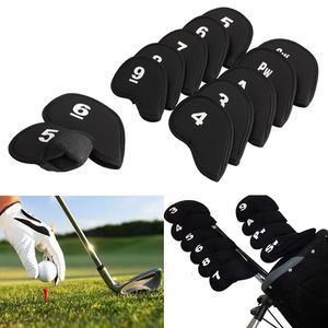 10pcsSet Golf Head Covers Club Iron Protector Neoprene Headcover Accessory Black Golfer Light Gift For Kids Children 240424