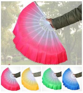 5 colori Cinese Silk Hand Fan Belly Dancing Short Fan Performance Fans Props per la festa 50pcs H05292034900