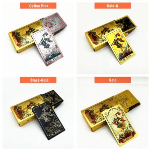 Games 1 Deck Tarot Cards Plastic Rider Waite Gold Black Waterproof Durable Oracle Divination With Guide Book L720
