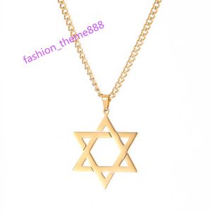 Je Star of David Pendant Necklace Stainless Steel Gold Silver Black Color Religious David Star Charm Necklace For Male