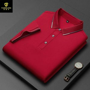 Solid Paisenlong New Color Mulberry Silk Silk Mangueta curta T-shirt Business Business Middle Iged Men's Polo Shirt