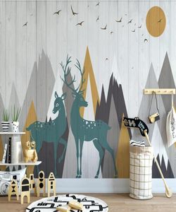 ELK Deer Mountain Carton Wallpaper 3D Wall Mural for Kids Bedroom Contact Paper Wall Papers Roll Art Murals Papel De Parede1084053