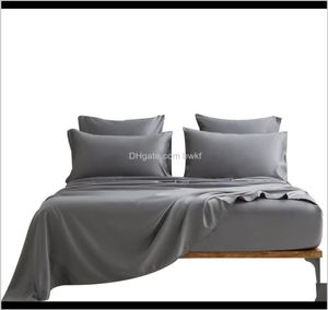 セット寝具用品テキスタイルホームガーデンドロップ配達2021 46pcs洗浄純粋なサテンシルクベッドセットフラットフィットシート枕カバー3493025