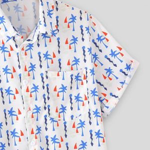 メンズカジュアルシャツルース半袖プリントボタンダウンTシャツ夏レギュラーフィットトップホリデービーチストリートウェア3Dカミザ