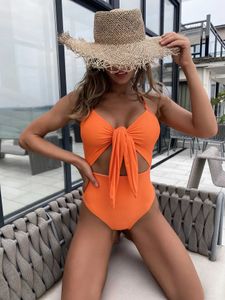 Women's Swimwear Swimsuits for Women 2023 Solid Chest Lace Up High Waistband Beach Outfit Adjustable Shoulder Strap One Piece Swimwear Bikini