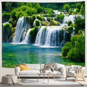 Tapissries Seaside Landscape Tapestry Blue Ocean Beach Tropical Woods Outdoor Nature Landscape Wall Hanging Decor Filt vardagsrum Väggmålningen