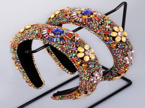 Crystal Women pannband vintage barock huvudband vadderad färgglad rhinestone pannband prinsessa flallellette huvudbonad lady hår hoo5286715