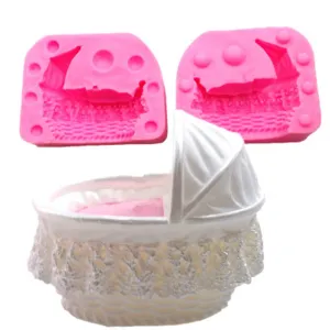 Moulds 3D Baby Cradle Shape Silicone Fondant Mold Kitchen DIY Cake Baking Tools Candy Chocolate Mould Stroller Plaster Decoration