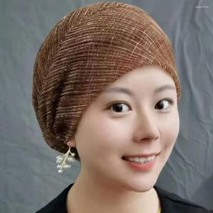 Шарфы кружевные турбанские шляпы для женщин мусульманский головной платок завершает кепку для волос ежедневной шапочки